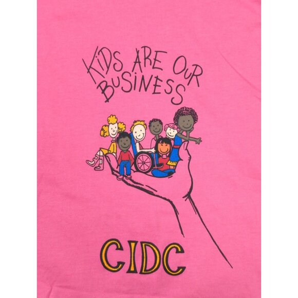 Vintage Hanes Womens Size XL Pink Single Stitch T Shirt CIDC Kids Graphic - Picture 1 of 8